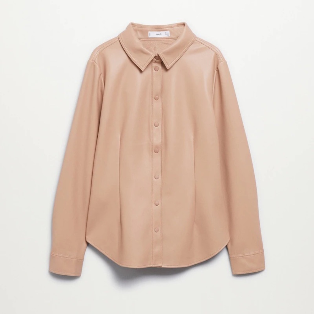 MANGO WOMEN’S DAUX-LEATHER STRAIGHT SHIRT CAMISA SIZE:S